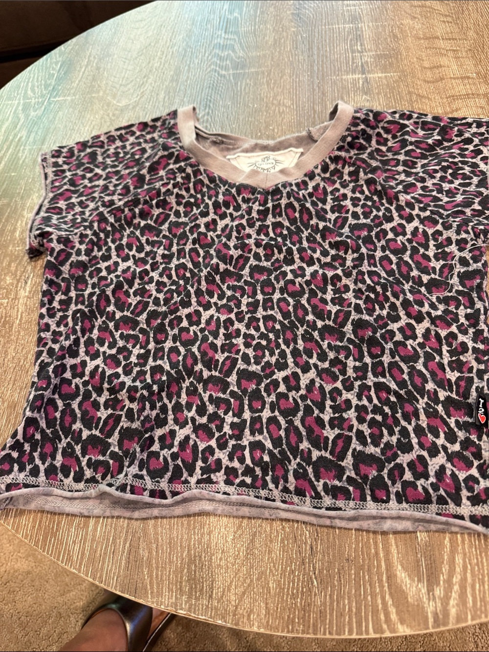 T2love Pink & Black Leopard Print Short Sleeve Tee
